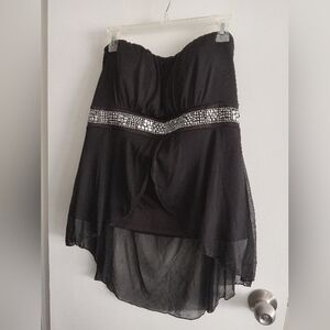 Elegant Black Strapless Top with Gem Accents Size 3x Klaxons    T1